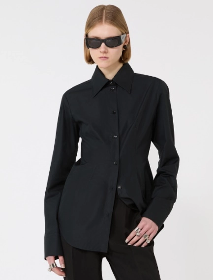 Slim-fit poplin shirt - BLACK - Sportmax