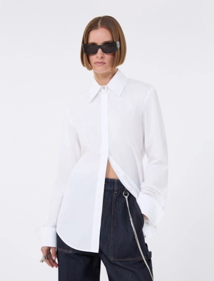 Cotton poplin shirt - OPTICAL WHITE - Sportmax