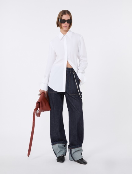 Cotton poplin shirt - OPTICAL WHITE - Sportmax