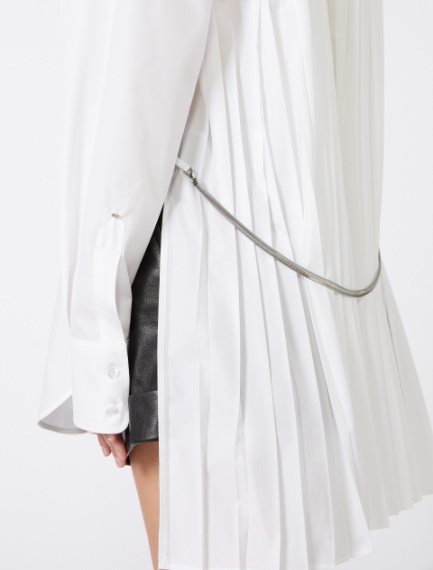 Overshirt with plissé-pleated detail - OPTICAL WHITE - Sportmax