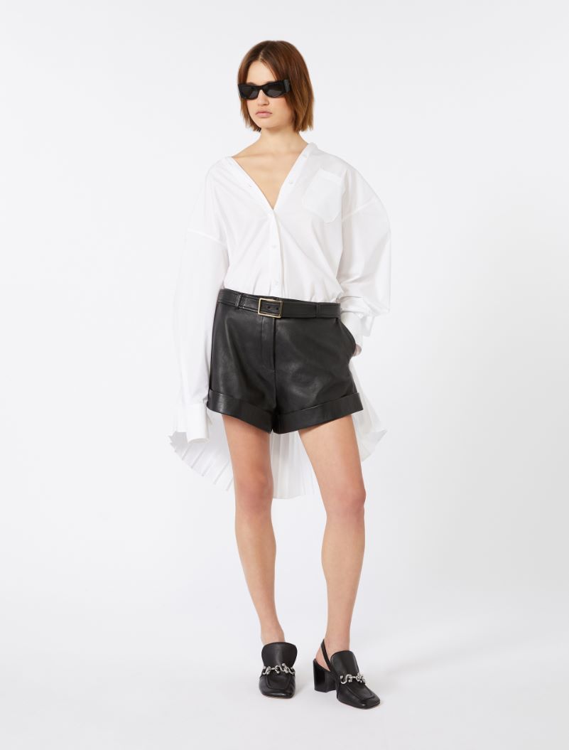 Overshirt with plissé-pleated detail - OPTICAL WHITE - Sportmax