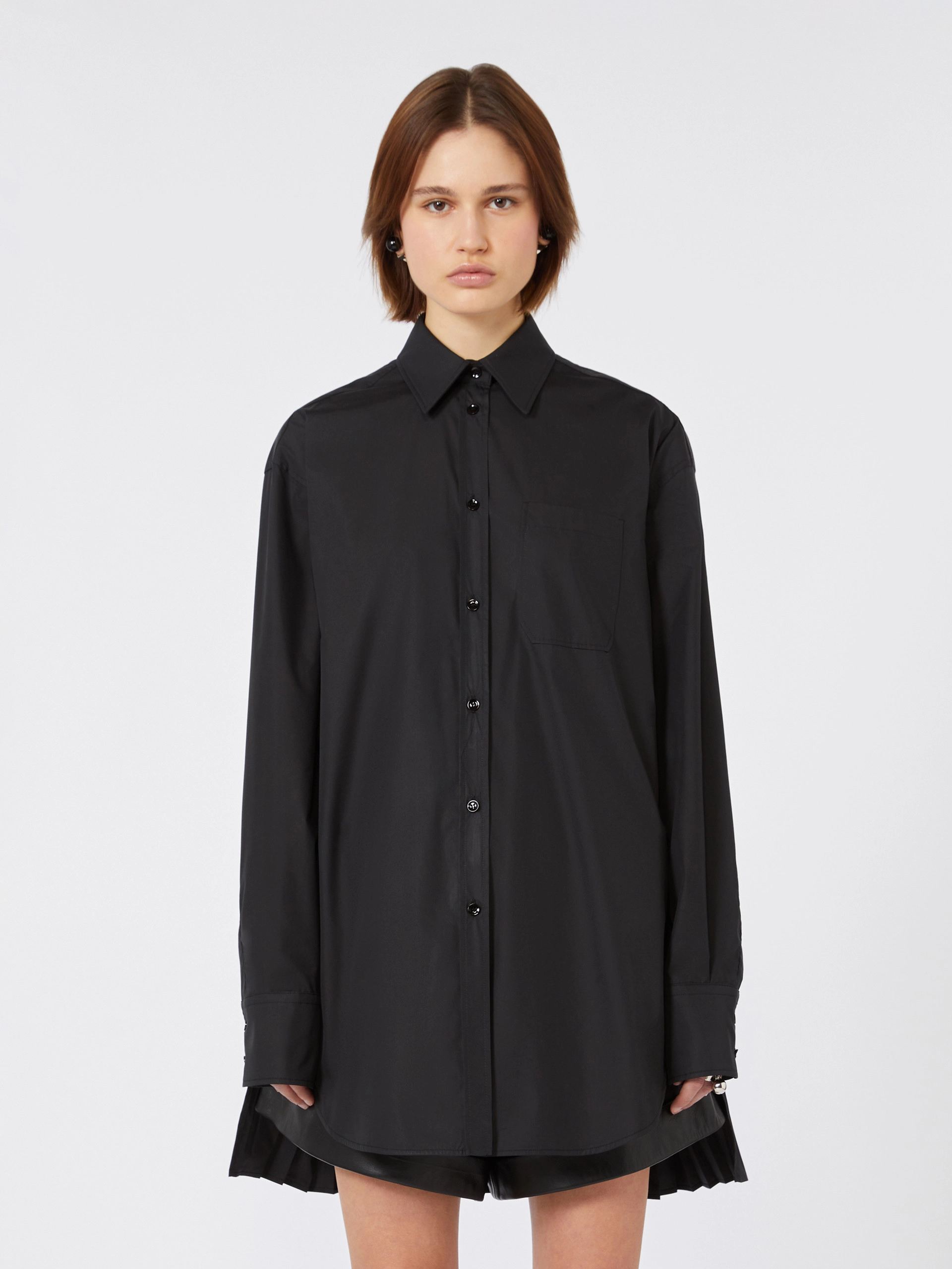 Overshirt with plissé-pleated detail - BLACK - Sportmax - 2