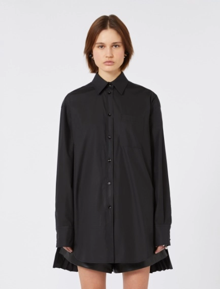 Overshirt with plissé-pleated detail - BLACK - Sportmax - 2