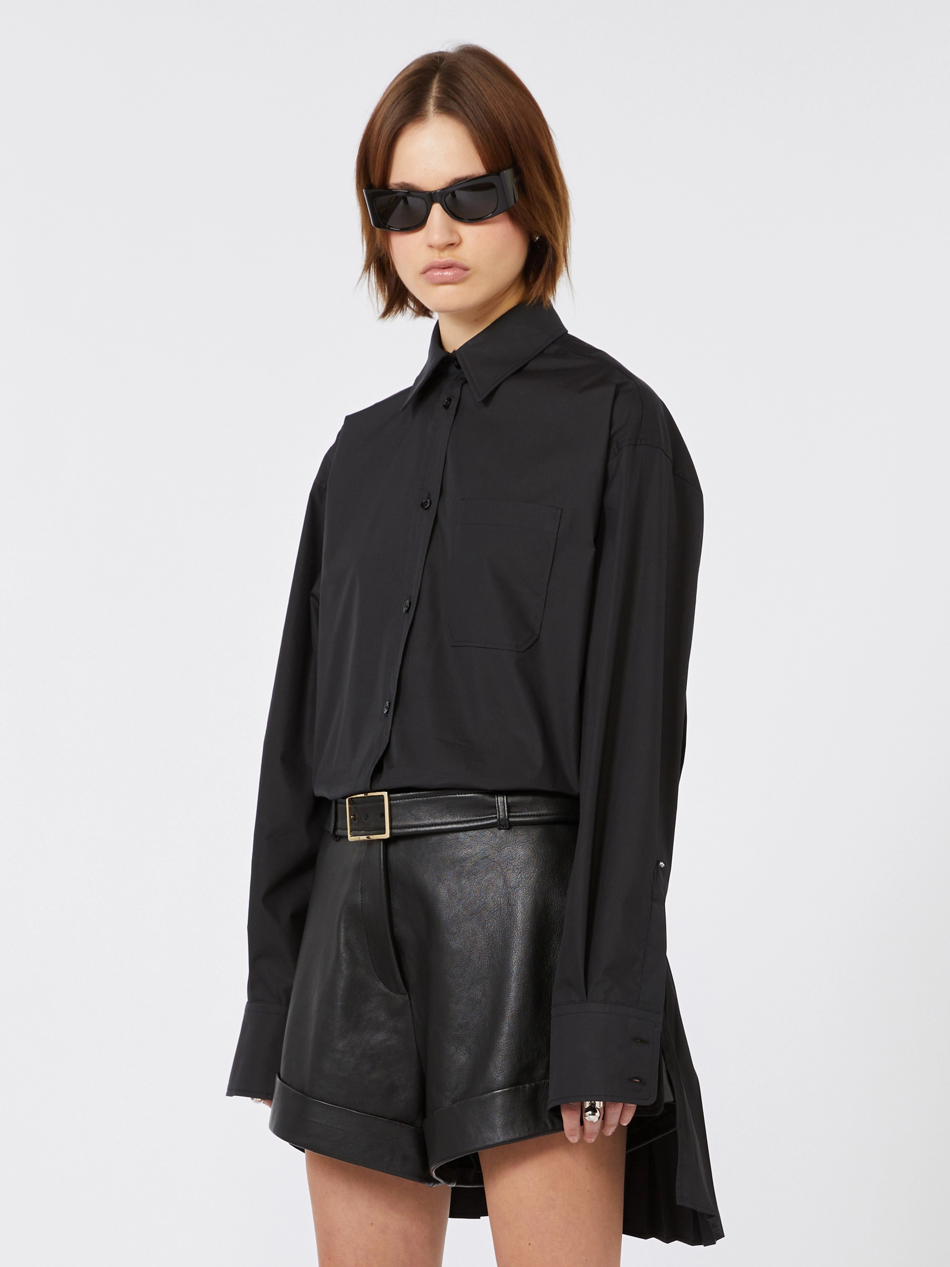 Overshirt with plissé-pleated detail - BLACK - Sportmax - 4