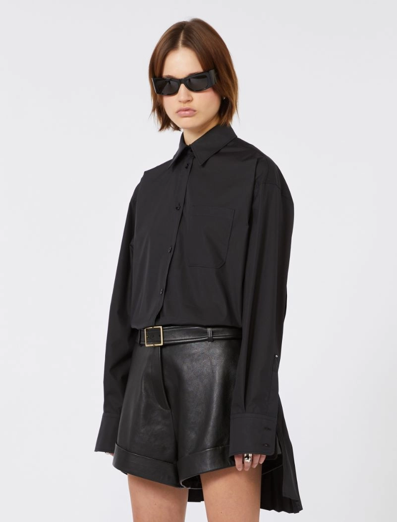 Overshirt with plissé-pleated detail - BLACK - Sportmax - 4