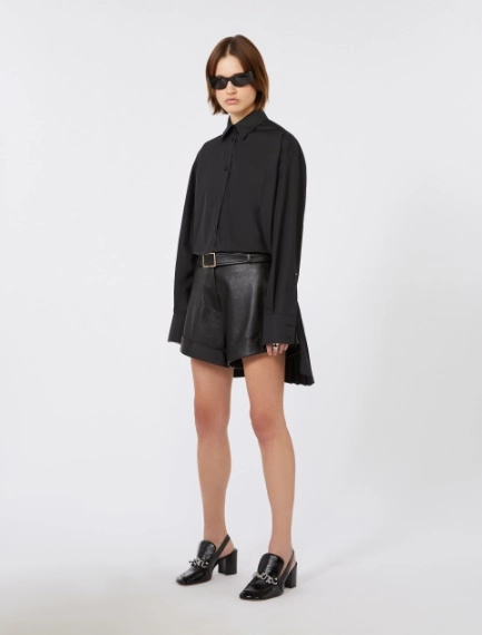 Overshirt with plissé-pleated detail - BLACK - Sportmax - 1