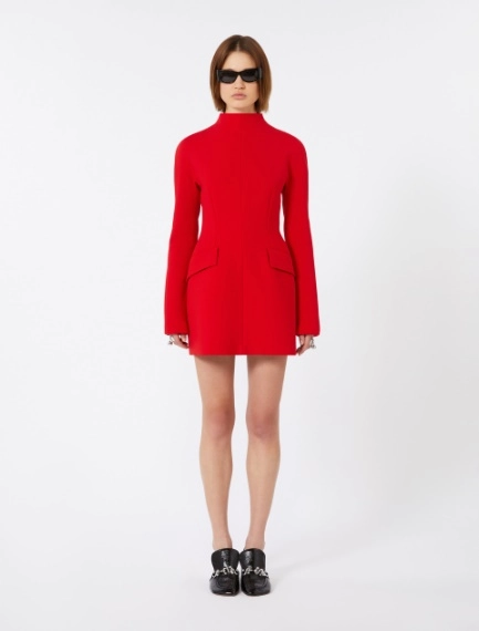 Abito corto sagomato in gabardina - ROSSO - Sportmax