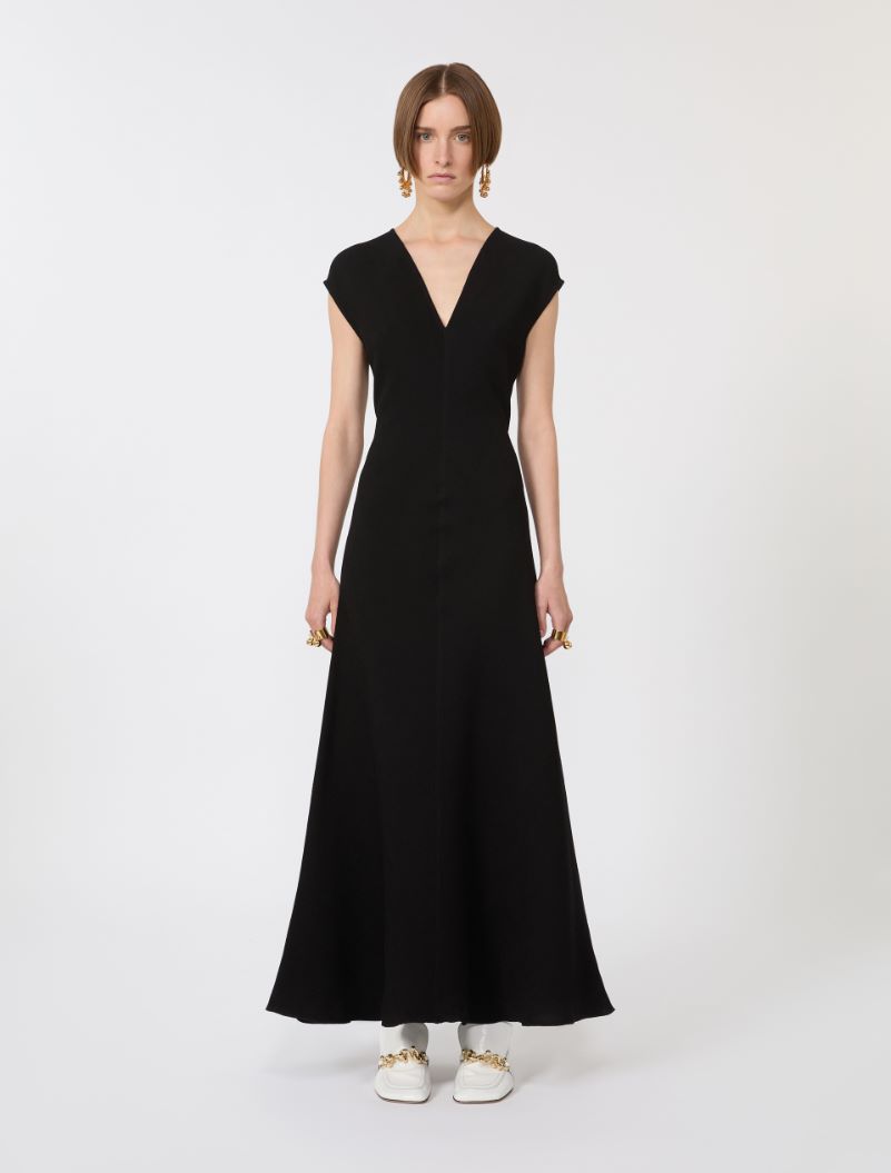 Long dress with V-neck in canneté - BLACK - Sportmax - 2