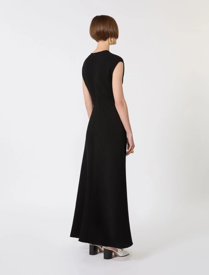 Long dress with V-neck in canneté - BLACK - Sportmax - 3