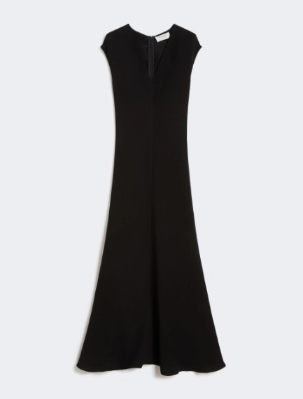 Long dress with V-neck in canneté - BLACK - Sportmax