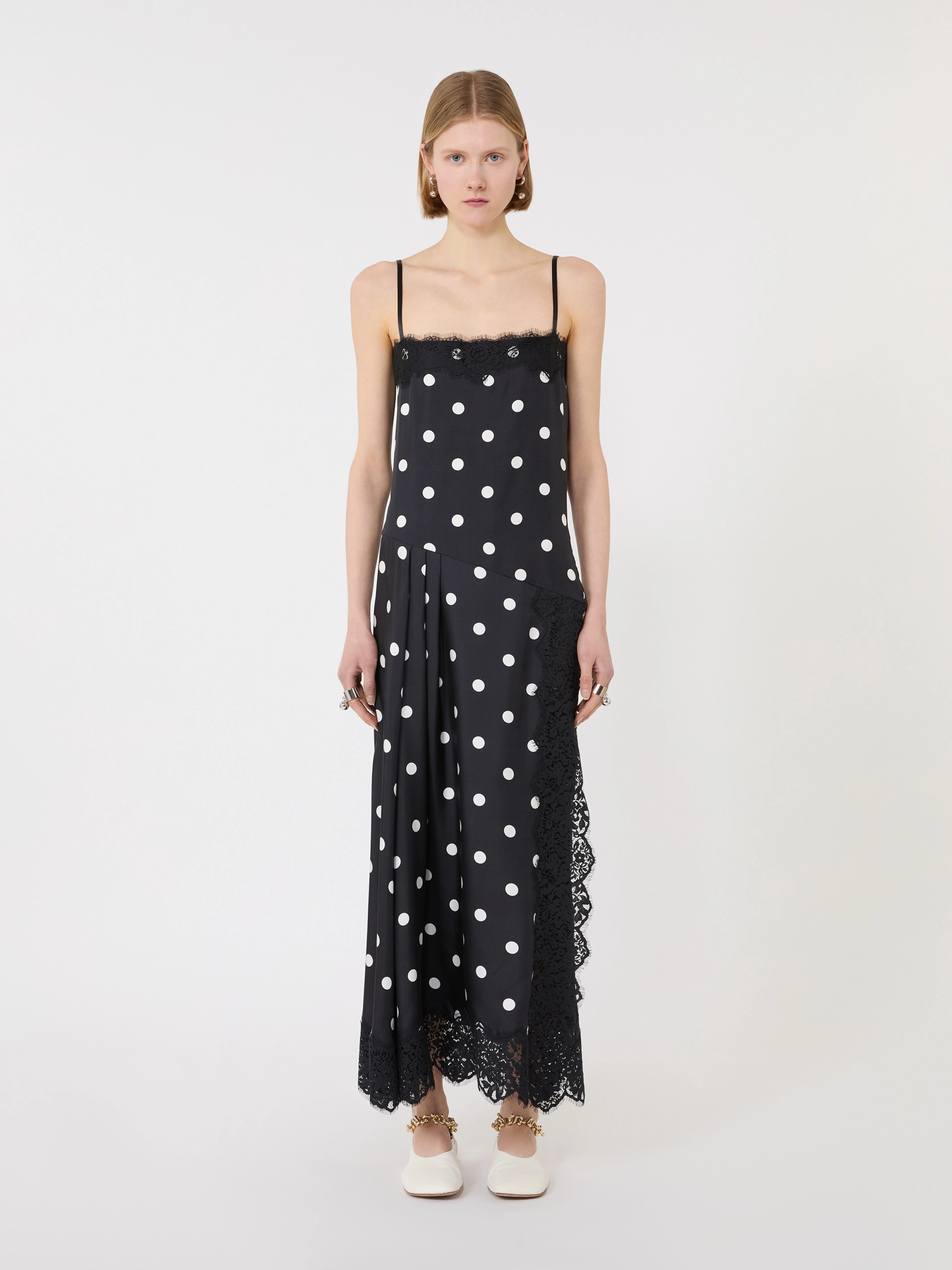 Lace-detail long dress - BLACK - Sportmax - 2