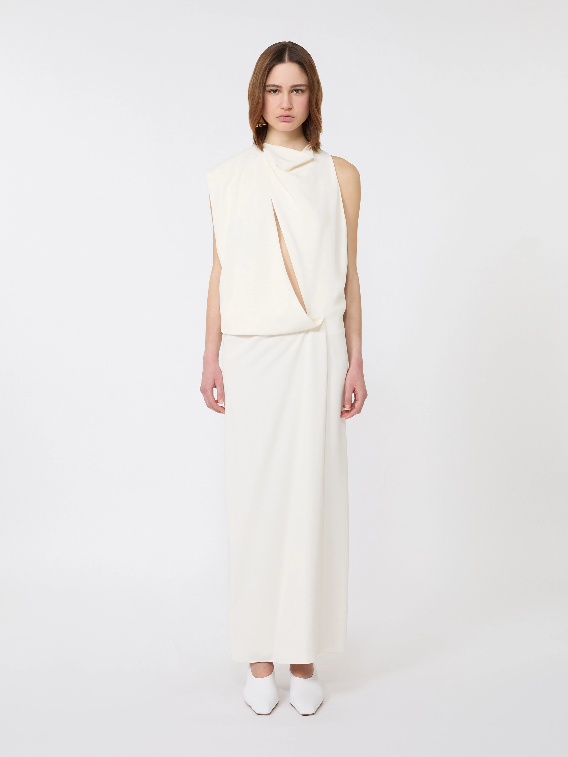 Asymmetrical viscose dress - ECRU - Sportmax - 2