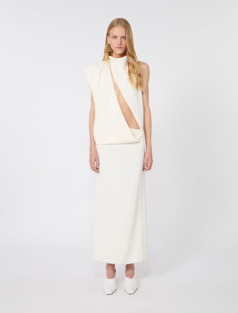 Asymmetrical viscose dress - ECRU - Sportmax - 2