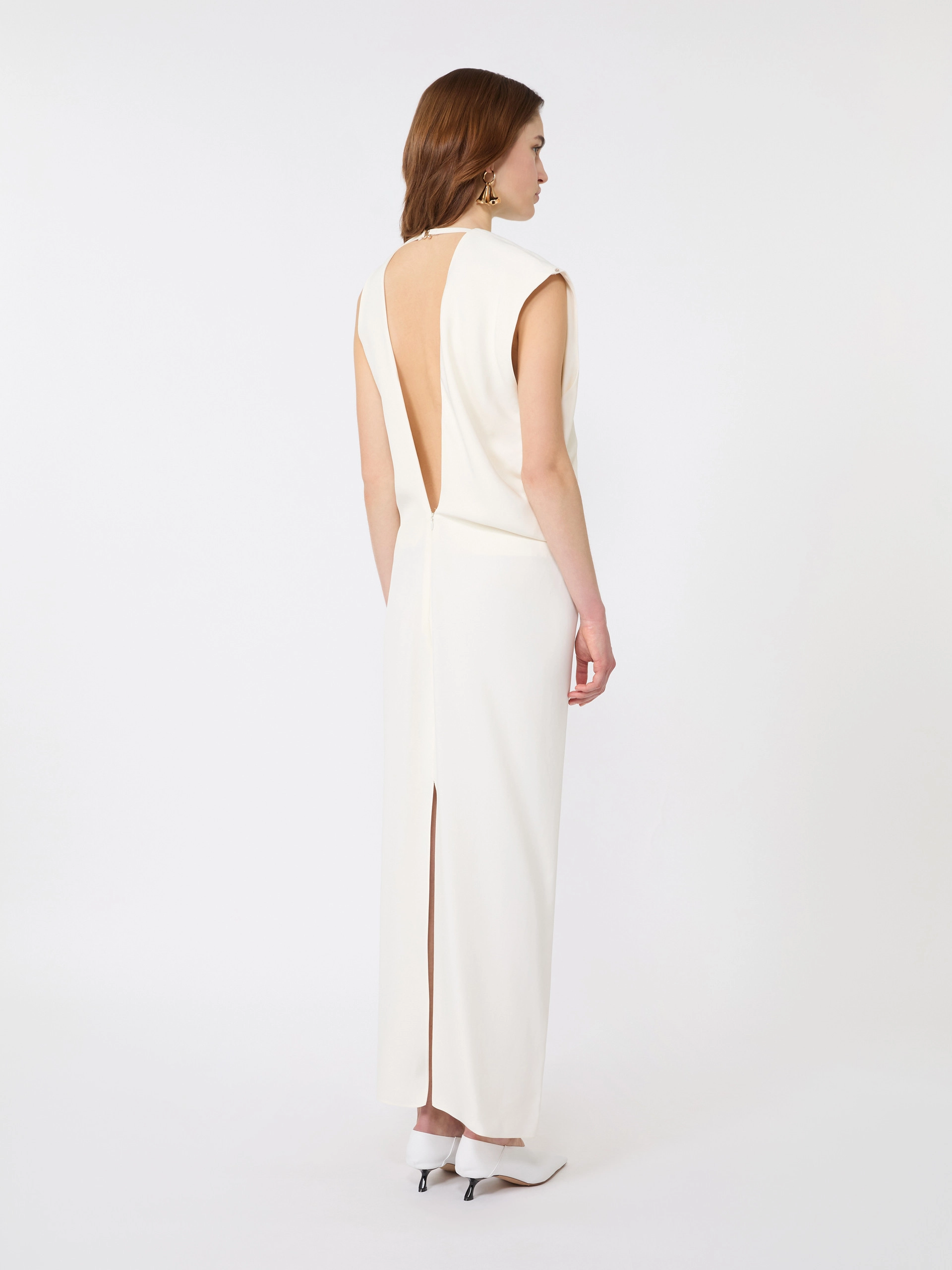 Asymmetrical viscose dress - ECRU - Sportmax - 3