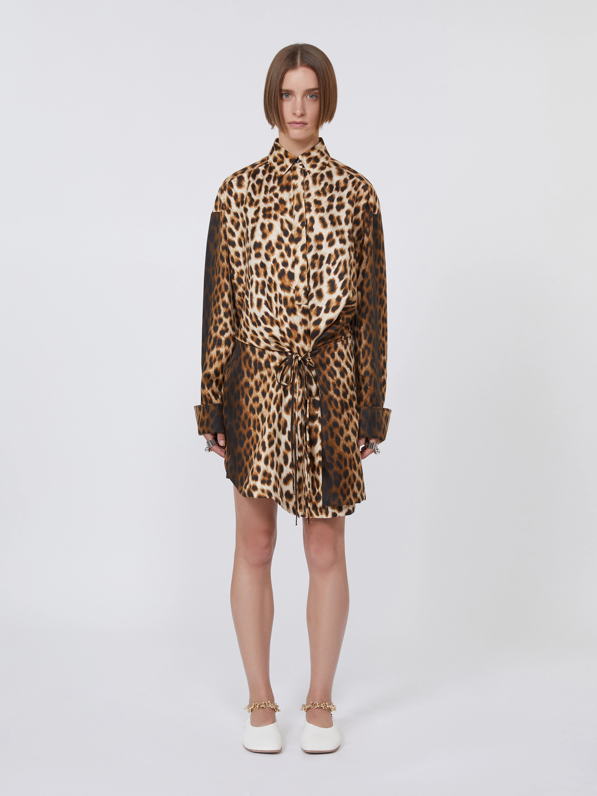 Silk twill criss-cross shirt dress - CAMEL - Sportmax - 2