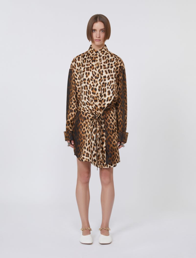Silk twill criss-cross shirt dress - CAMEL - Sportmax - 2