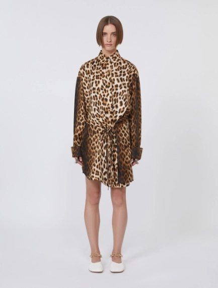 Silk twill criss-cross shirt dress - CAMEL - Sportmax - 2
