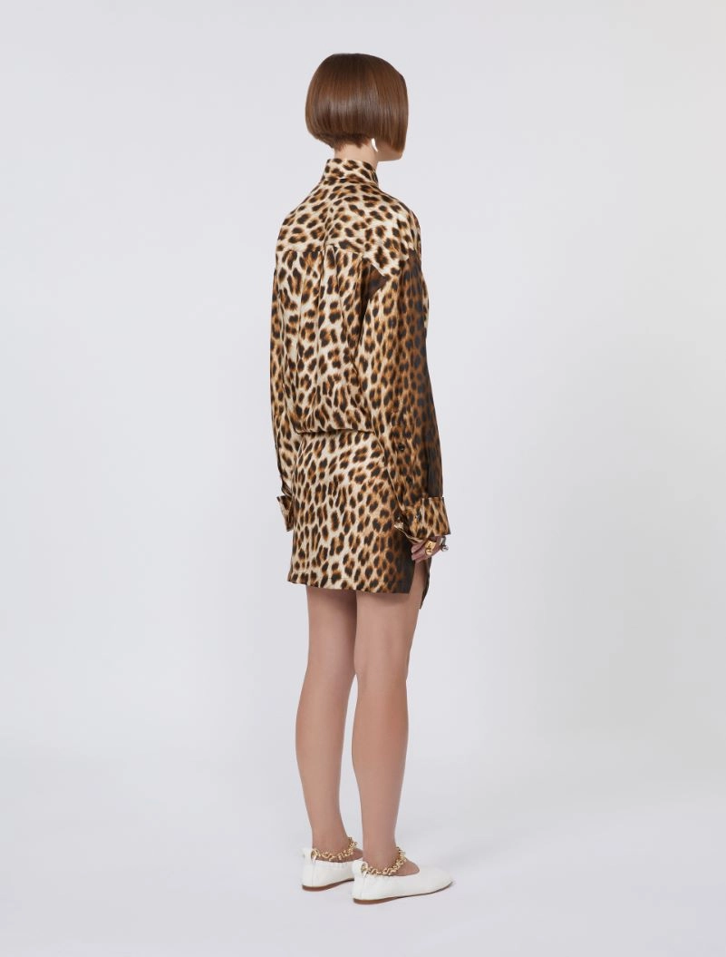 Silk twill criss-cross shirt dress - CAMEL - Sportmax - 3