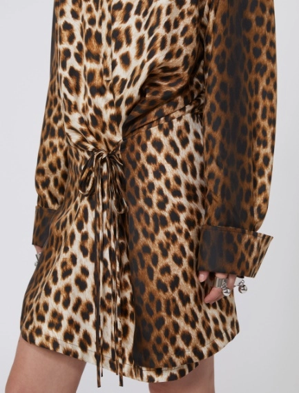 Silk twill criss-cross shirt dress - CAMEL - Sportmax - 4