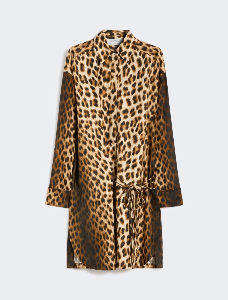 Silk twill criss-cross shirt dress - CAMEL - Sportmax - 6