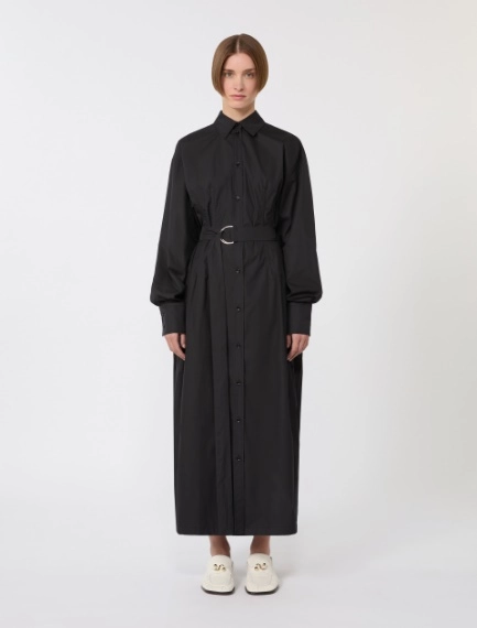 Cotton shirt dress with pleated insert - BLACK - Sportmax - 2