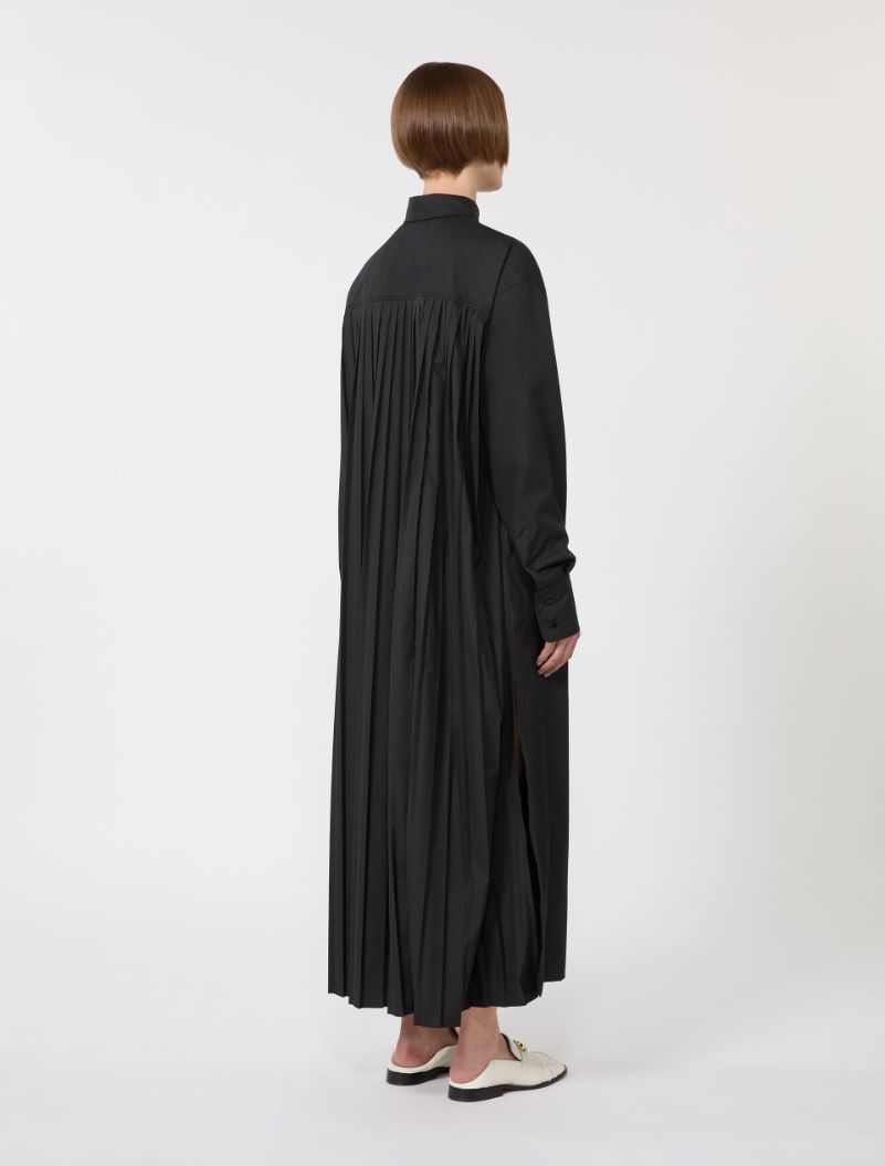 Cotton shirt dress with pleated insert - BLACK - Sportmax - 3