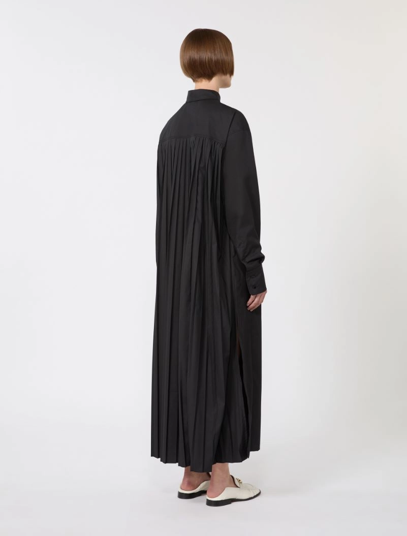 Cotton shirt dress with pleated insert - BLACK - Sportmax - 3