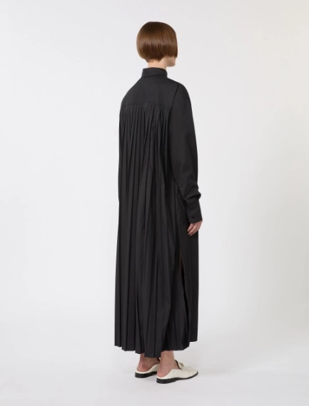 Cotton shirt dress with pleated insert - BLACK - Sportmax - 3