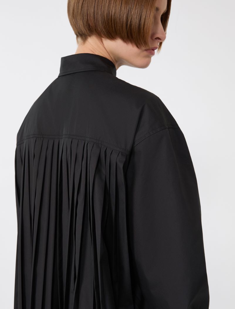Cotton shirt dress with pleated insert - BLACK - Sportmax - 4