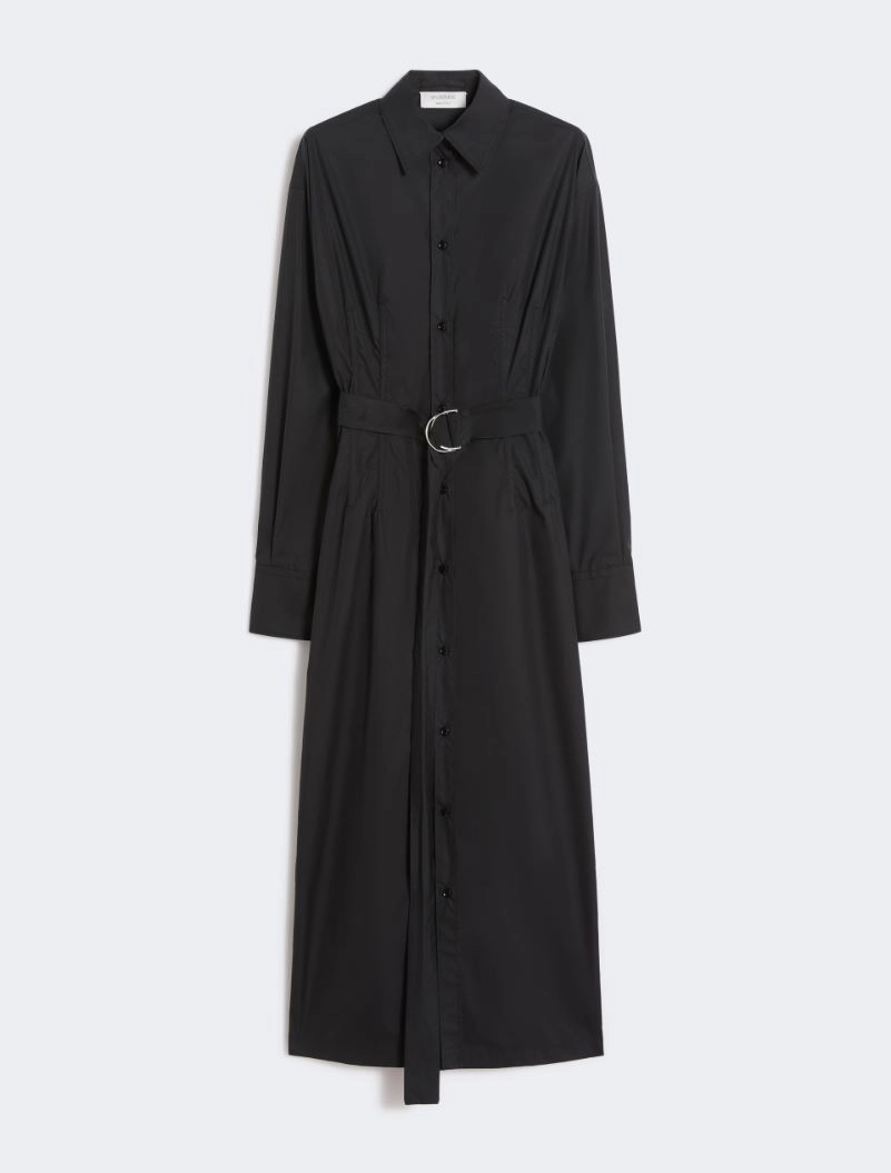 Cotton shirt dress with pleated insert - BLACK - Sportmax - 6