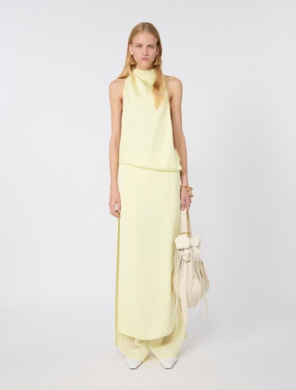Viscose satin draped dress - LIGHT YELLOW - Sportmax