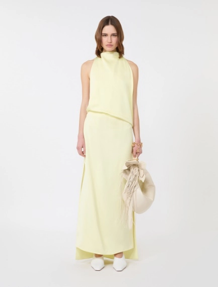 Abito drappeggiato in raso di viscosa - GIALLO CHIARO - Sportmax