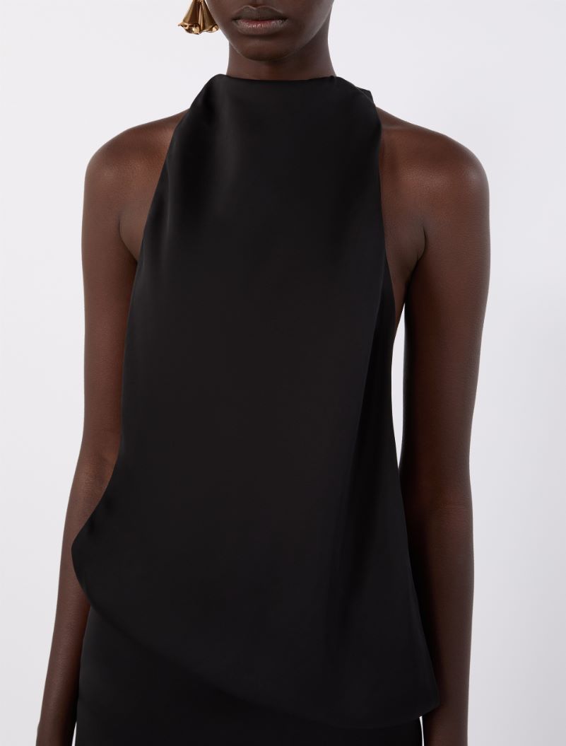 Viscose satin draped dress - BLACK - Sportmax - 4
