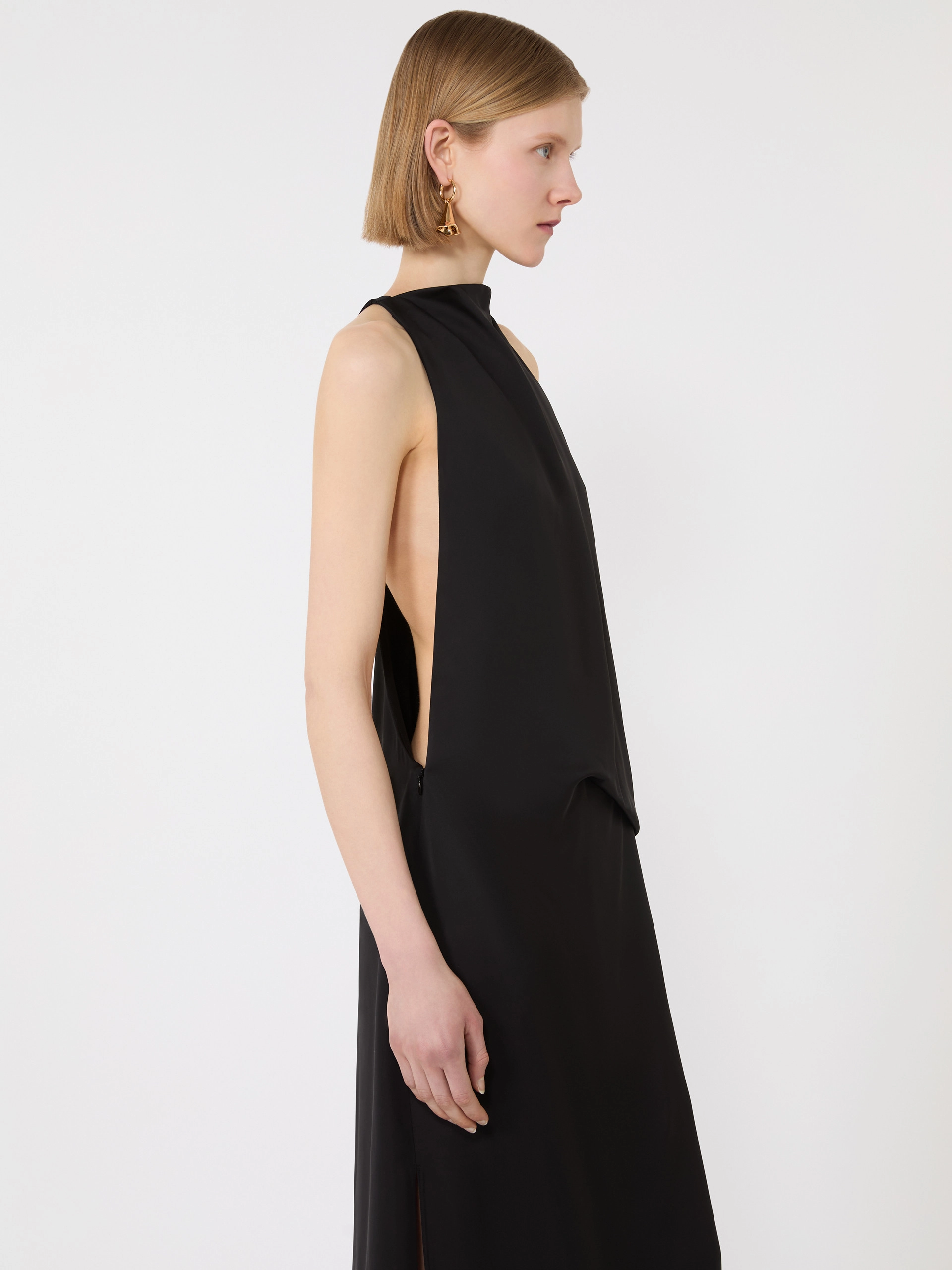 Viscose satin draped dress - BLACK - Sportmax - 4