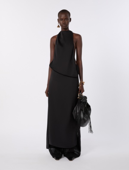 Viscose satin draped dress - BLACK - Sportmax