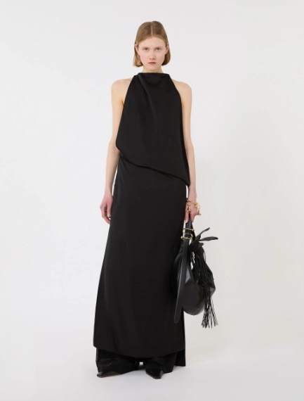Abito drappeggiato in raso di viscosa - NERO - Sportmax