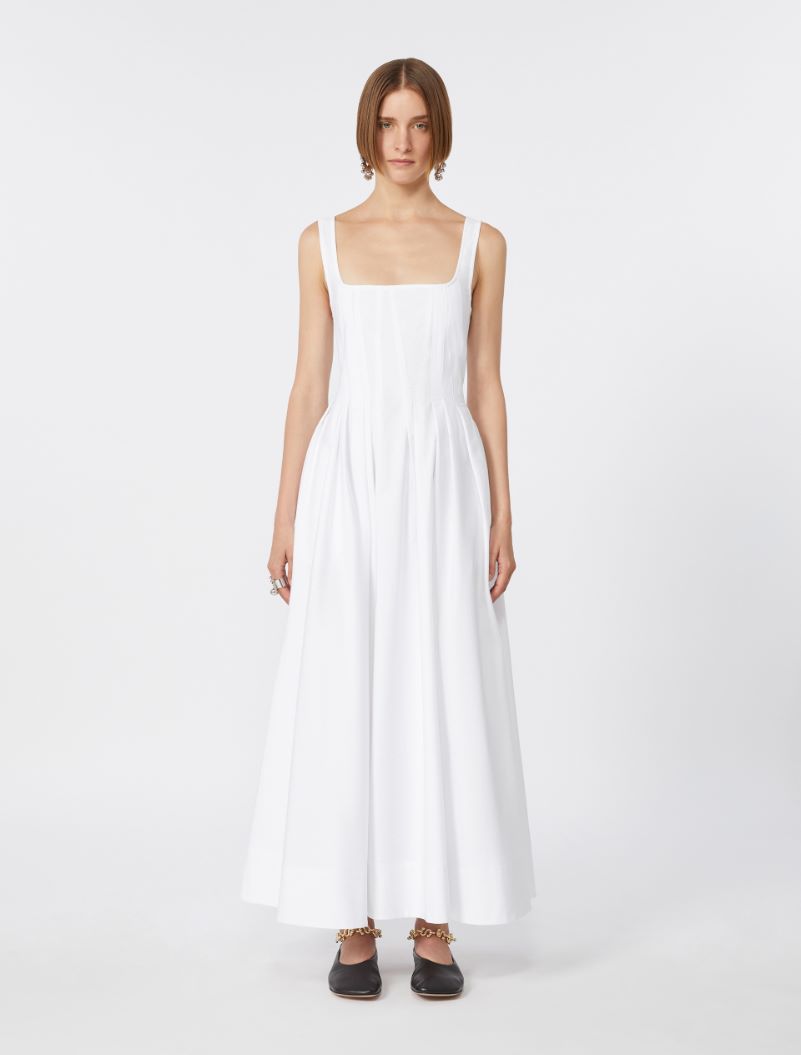 Long sleeveless pure cotton dress - OPTICAL WHITE - Sportmax - 2