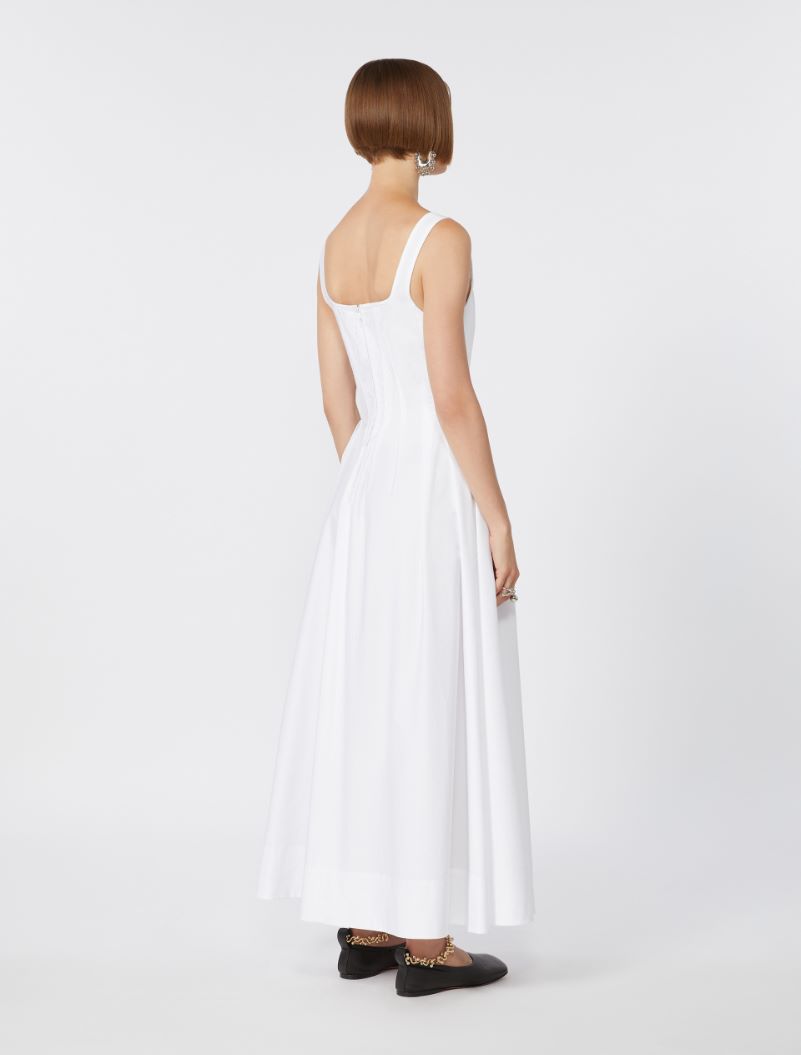 Long sleeveless pure cotton dress - OPTICAL WHITE - Sportmax - 3