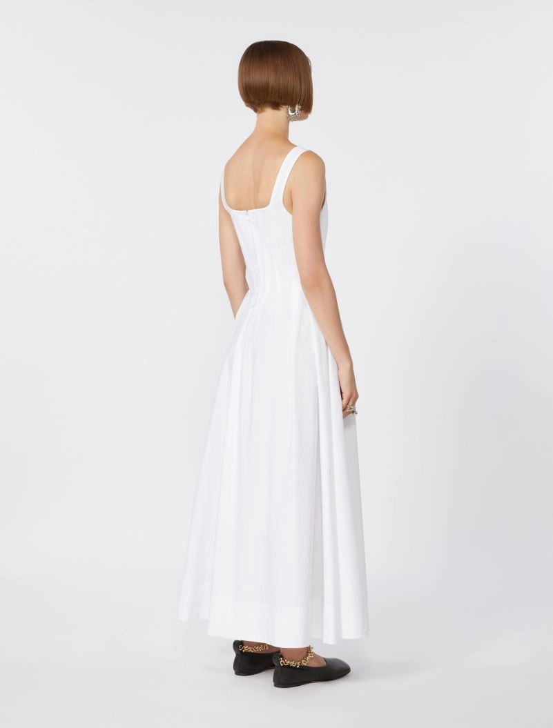 Long sleeveless pure cotton dress - OPTICAL WHITE - Sportmax - 3