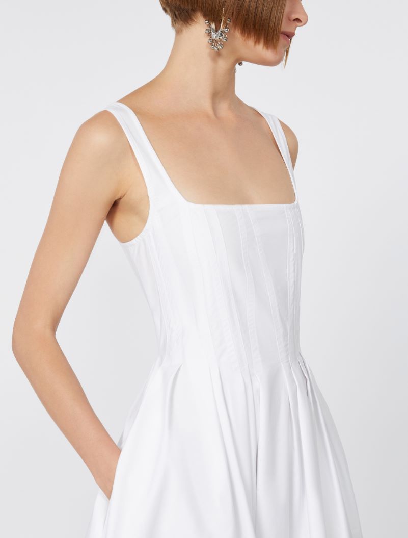 Long sleeveless pure cotton dress - OPTICAL WHITE - Sportmax - 4