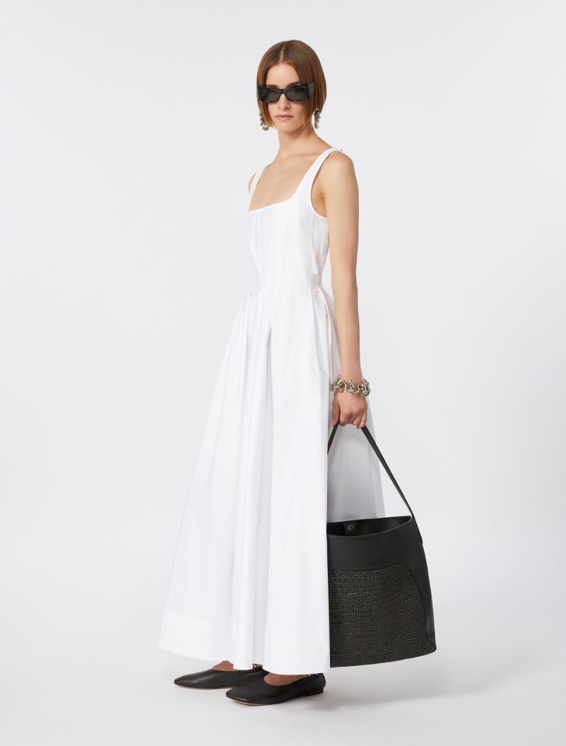 Long sleeveless pure cotton dress - OPTICAL WHITE - Sportmax