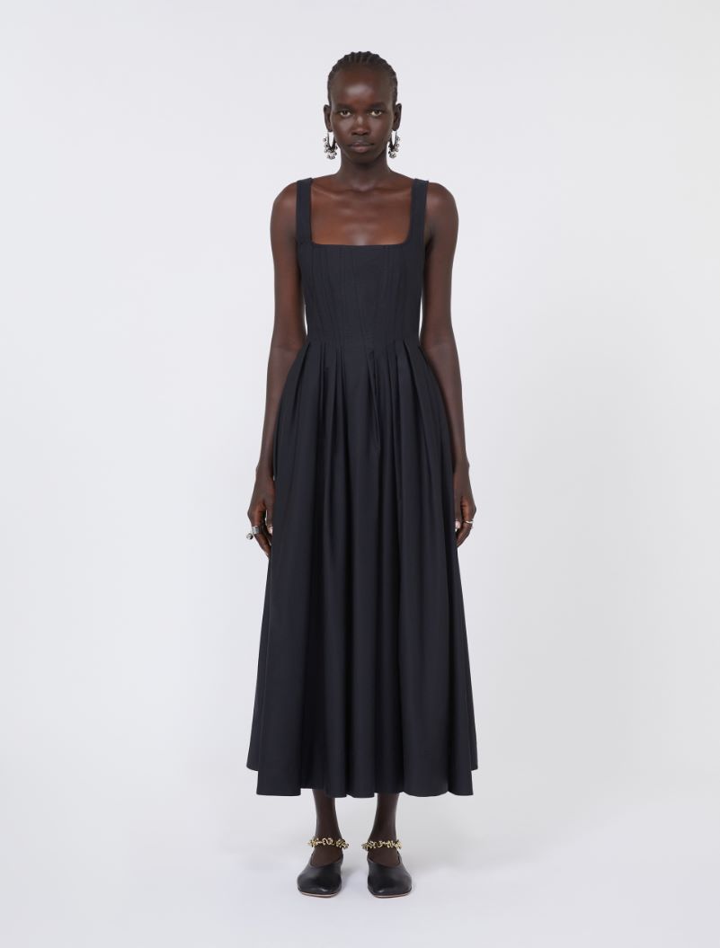 Long sleeveless pure cotton dress - BLACK - Sportmax - 2