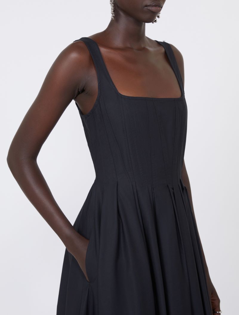 Long sleeveless pure cotton dress - BLACK - Sportmax - 4