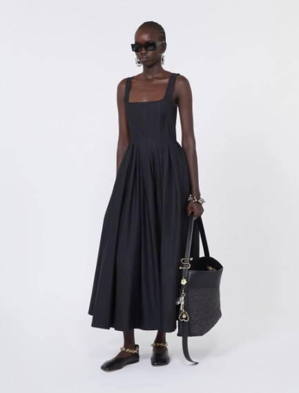 Abito lungo smanicato in puro cotone - NERO - Sportmax