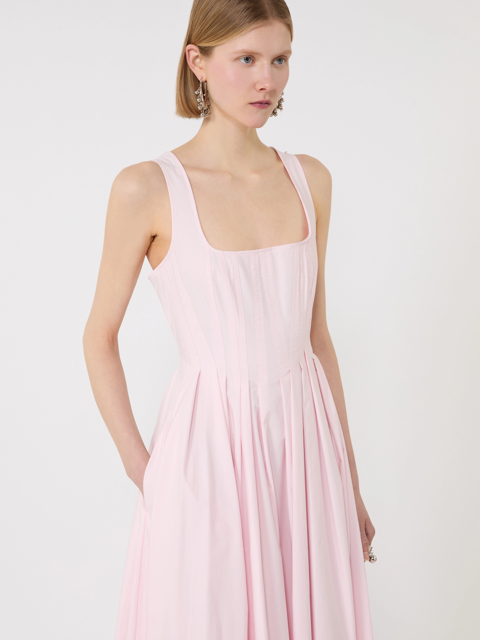 Long sleeveless pure cotton dress - PINK - Sportmax - 4