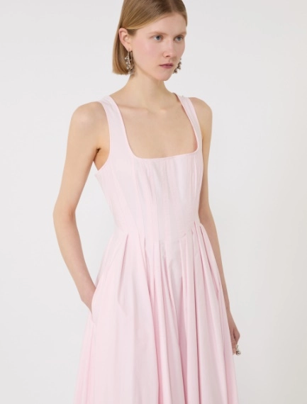 Long sleeveless pure cotton dress - PINK - Sportmax - 4