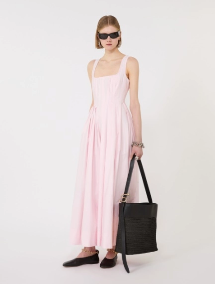 Long sleeveless pure cotton dress - PINK - Sportmax - 1