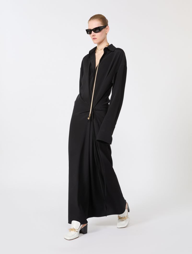 Stretch silk shirt dress - BLACK - Sportmax