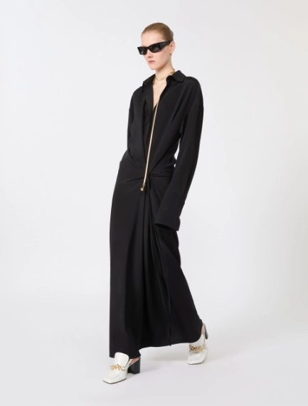 Stretch silk shirt dress - BLACK - Sportmax - 1