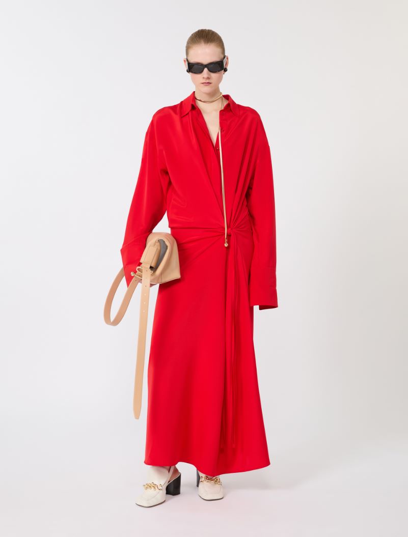 Stretch silk shirt dress - RED - Sportmax